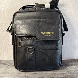 Weixer Black Faux Leather Crossbody Satchel Bag Purse